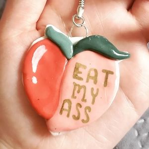 Hand-made clay Frisky Peach keychain